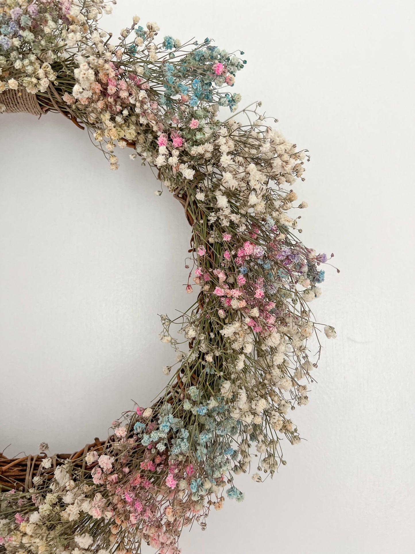 Pastel Babys Breath Wreath, Modern Door Wreath Spring, Gypsophila Pink Floral Wreath, Modern Dried Flower Baby Shower Wreath Pastel Easter