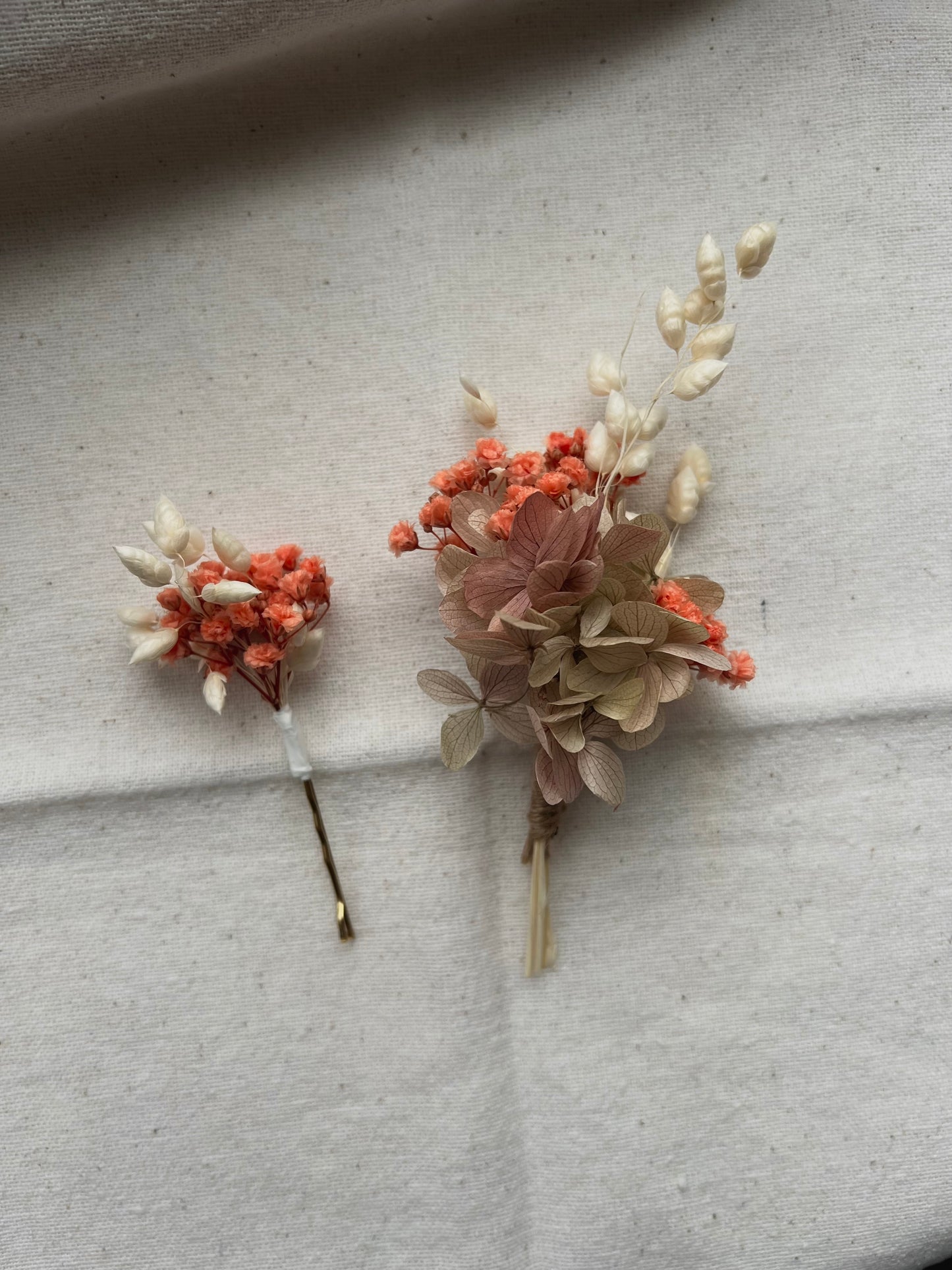 Autumnal Flower Crown, Dried Flower Crown Orange and Ivory Floral Headband and Wedding Hair Pin, Pastel Autumnal Wedding Accessories