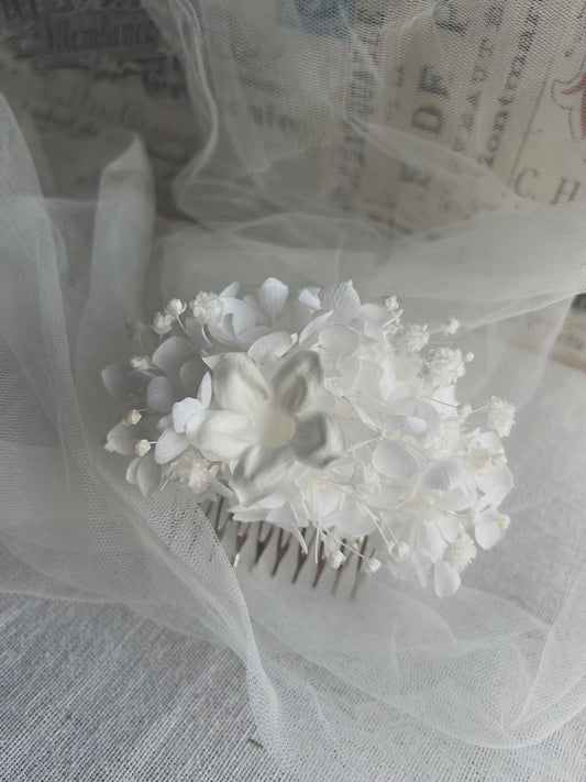 Bridal Headpiece: White Hydrangea and Jasmine Headpiece for Wedding