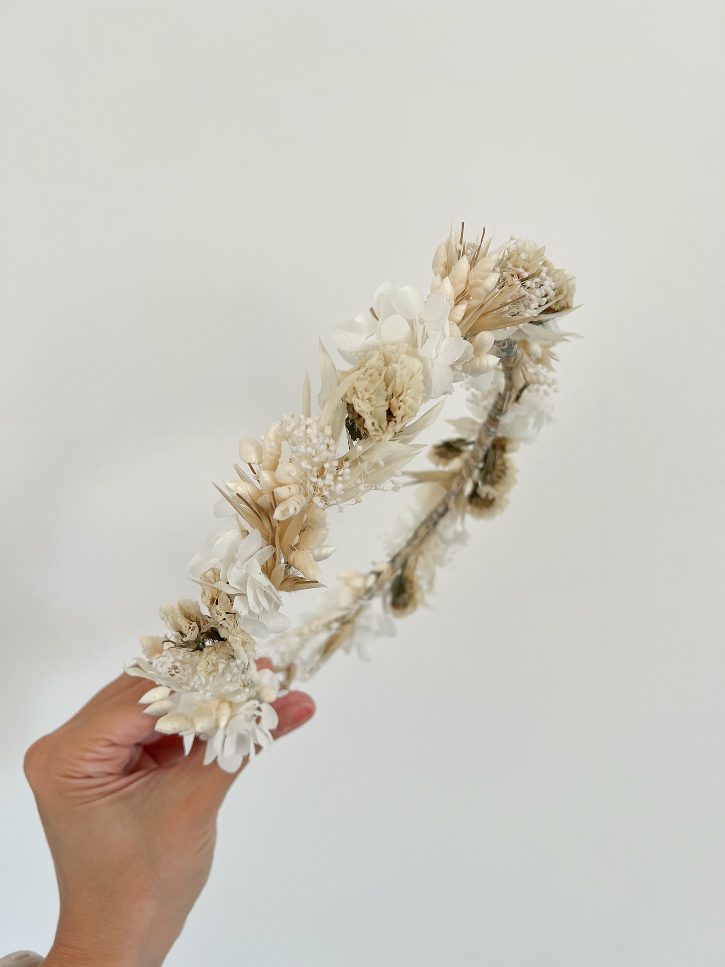 Boho Wedding Dried Flower Crown, Wild Meadow Floral Headpiece Adult for Brides, Bridal Hair Accessories with Corsage Flowers
