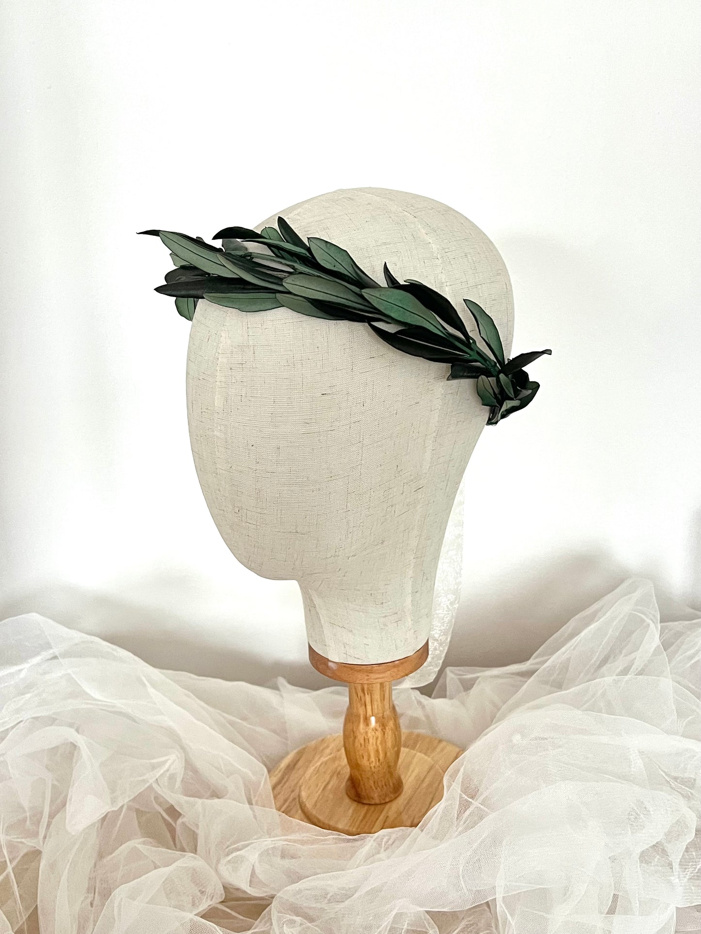 Preserved Real Olive Leaves Hair Wreath, Greenery Halo Crown