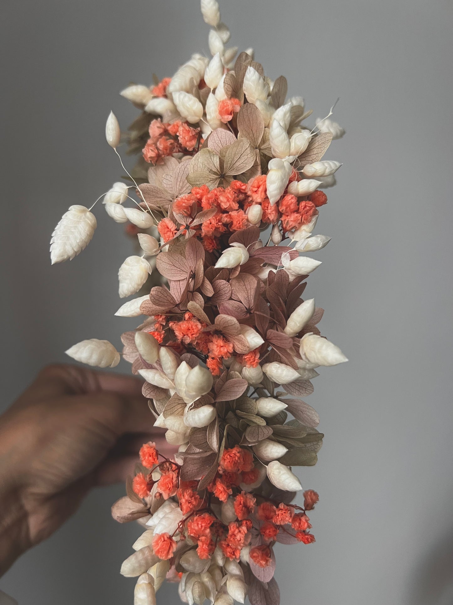 Autumnal Flower Crown, Dried Flower Crown Orange and Ivory Floral Headband and Wedding Hair Pin, Pastel Autumnal Wedding Accessories