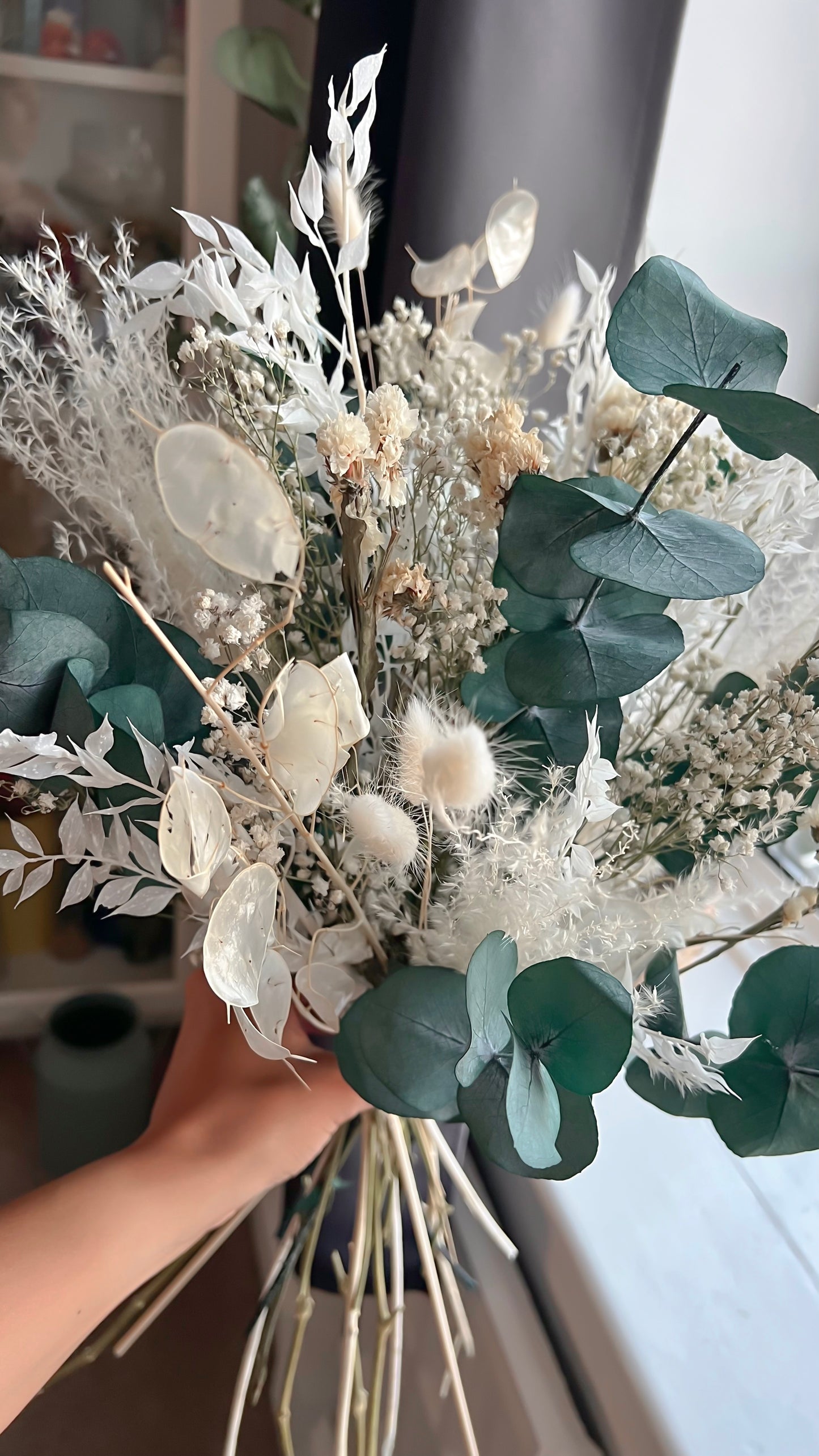 Bohemian Bridal Bouquet Dried Wildflowers, Gypsophilas and Eucalyptus