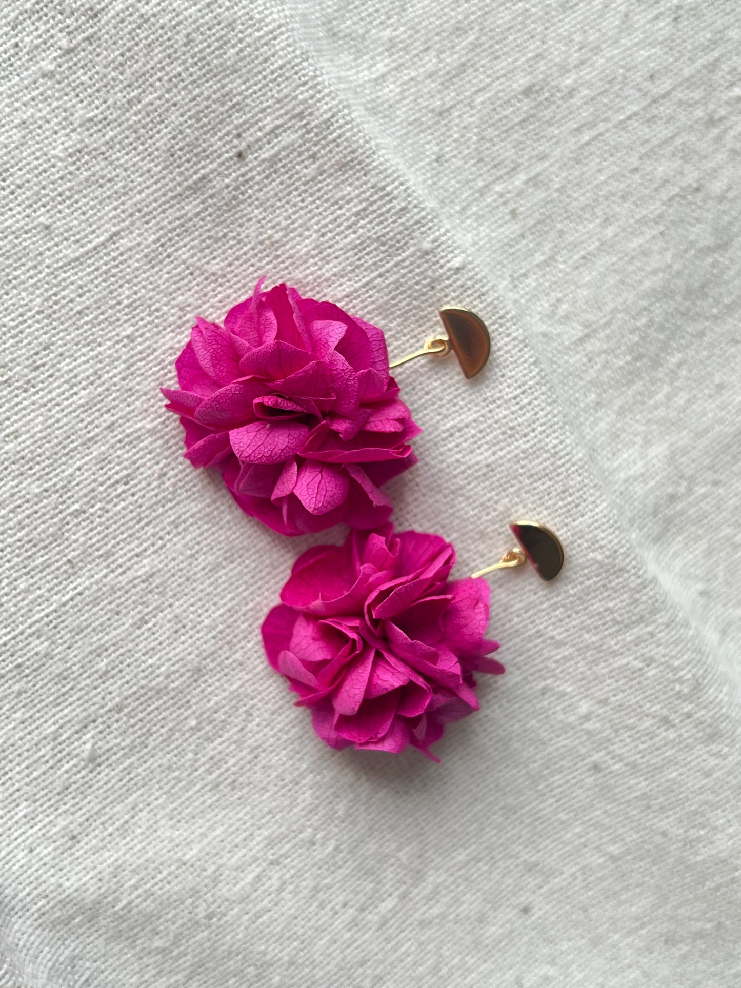 Fuchsia Pink Floral Earrings 14KGold Plated