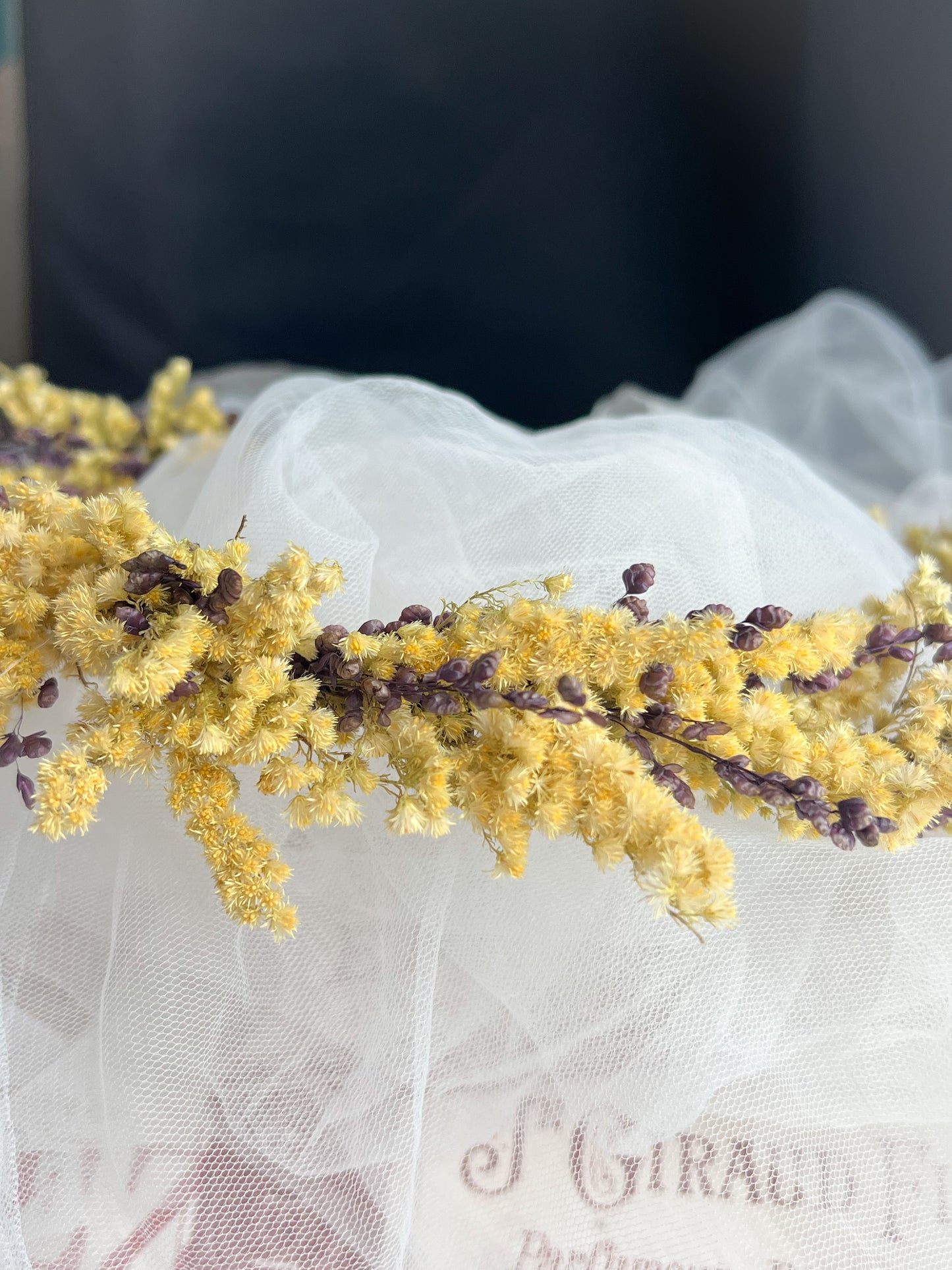 Yellow Dried Flower Crown Wildflower Headpiece for Wedding Adult and Girls