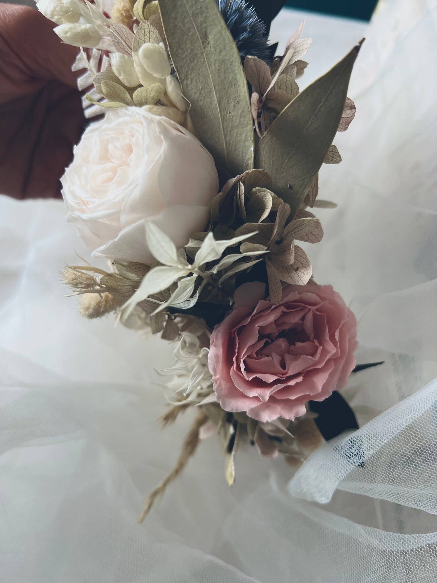 Boho Statement Dried Flower Headpiece, Autumnal Soft Pastel Floral Crown for Wedding, Bridal Hair Wreath, Large Floral Headband for Brides