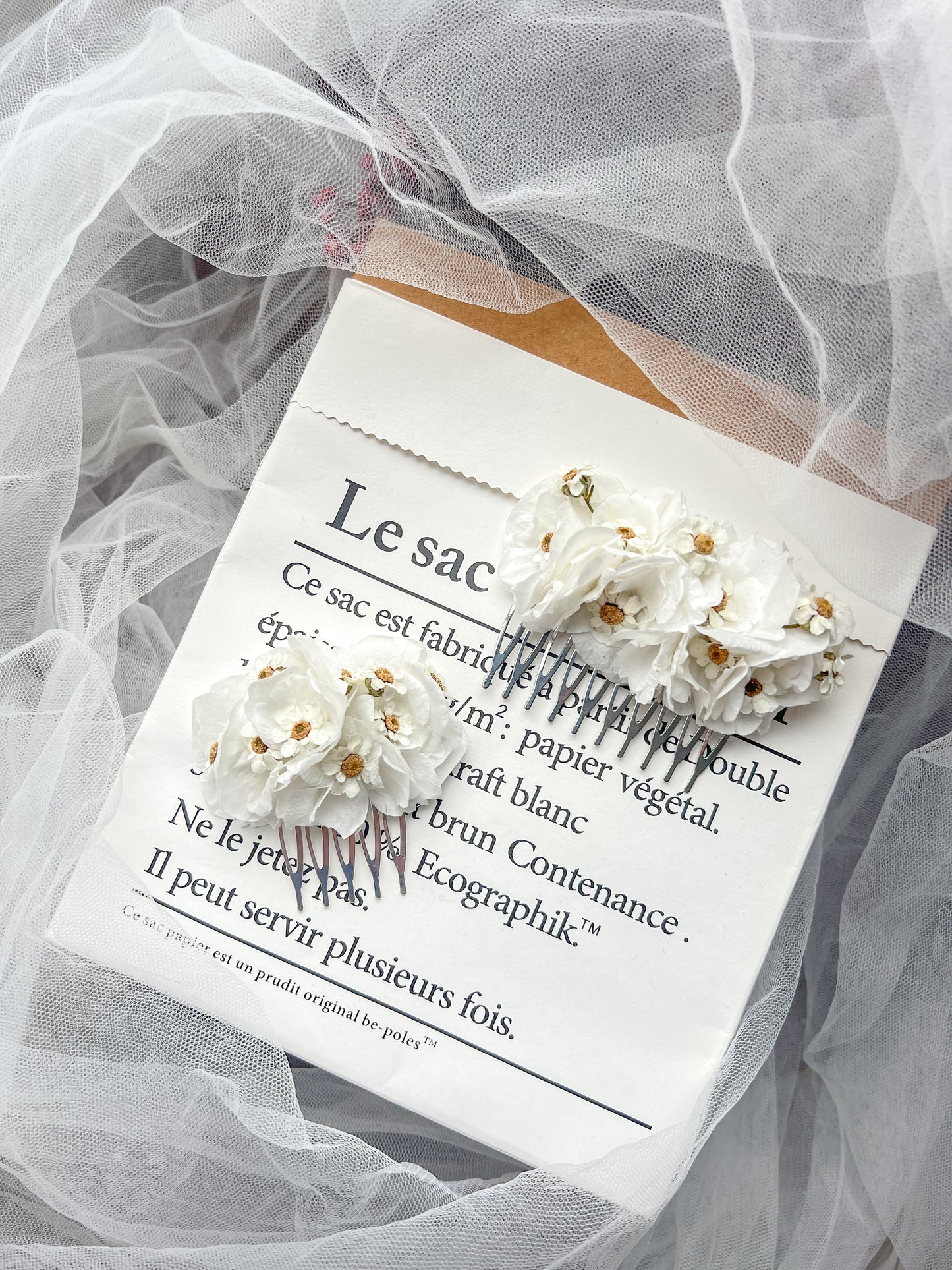 Dried Daisy Headpiece for Wedding with Preserved Hydrangeas