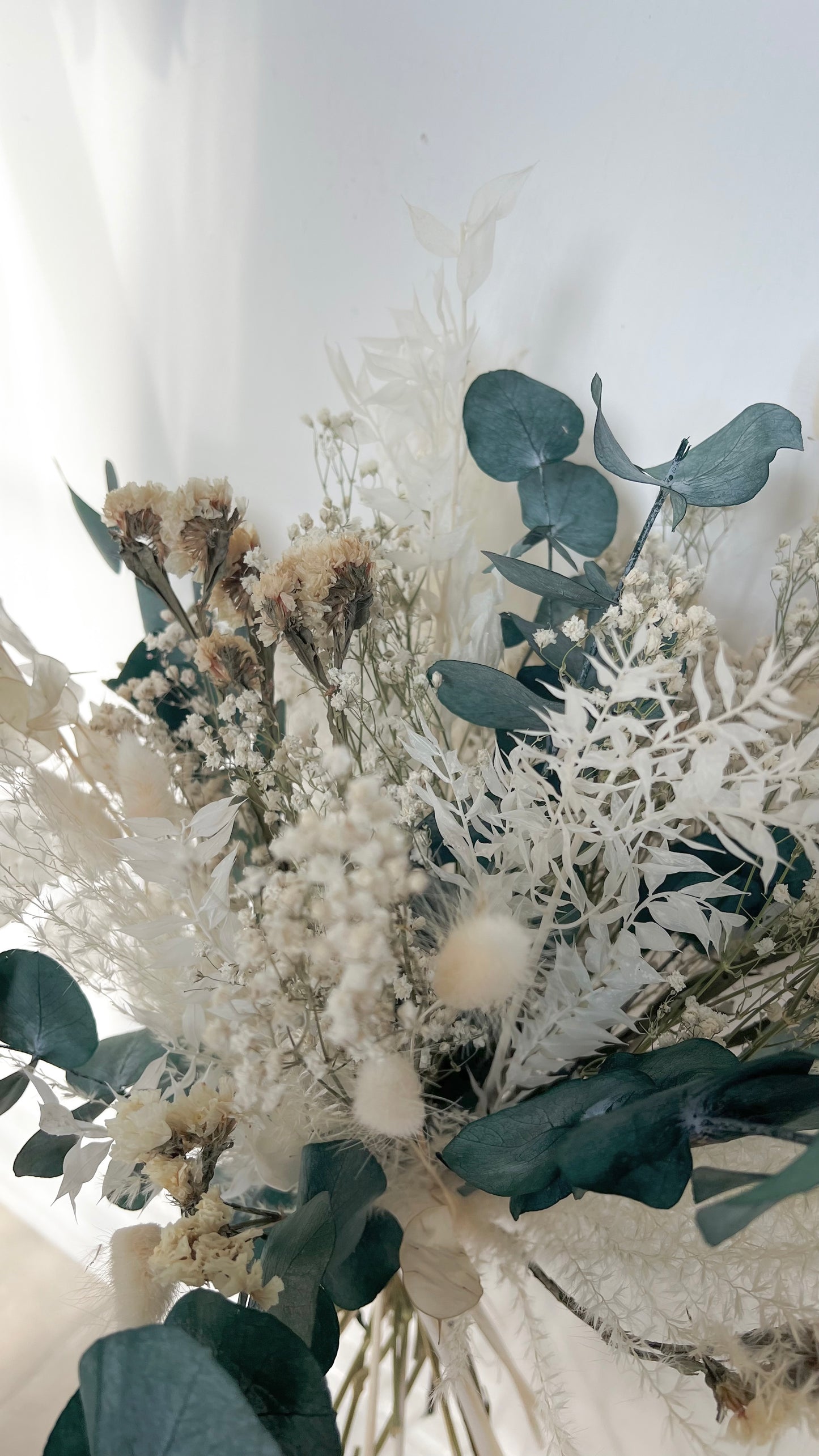 Bohemian Bridal Bouquet Dried Wildflowers, Gypsophilas and Eucalyptus