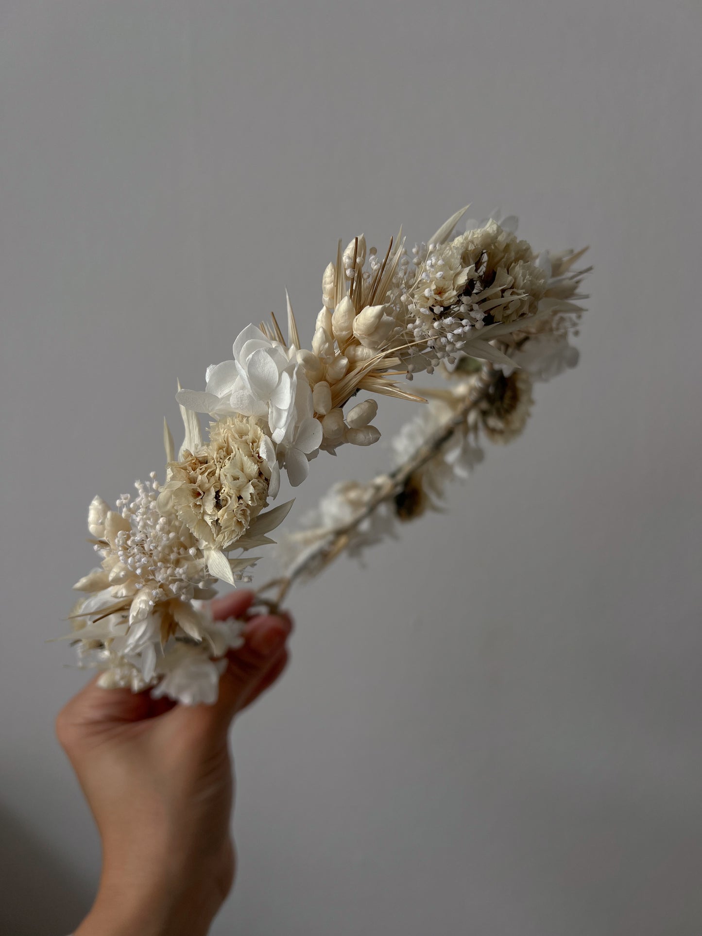 Boho Wedding Dried Flower Crown, Wild Meadow Floral Headpiece Adult for Brides, Bridal Hair Accessories with Corsage Flowers