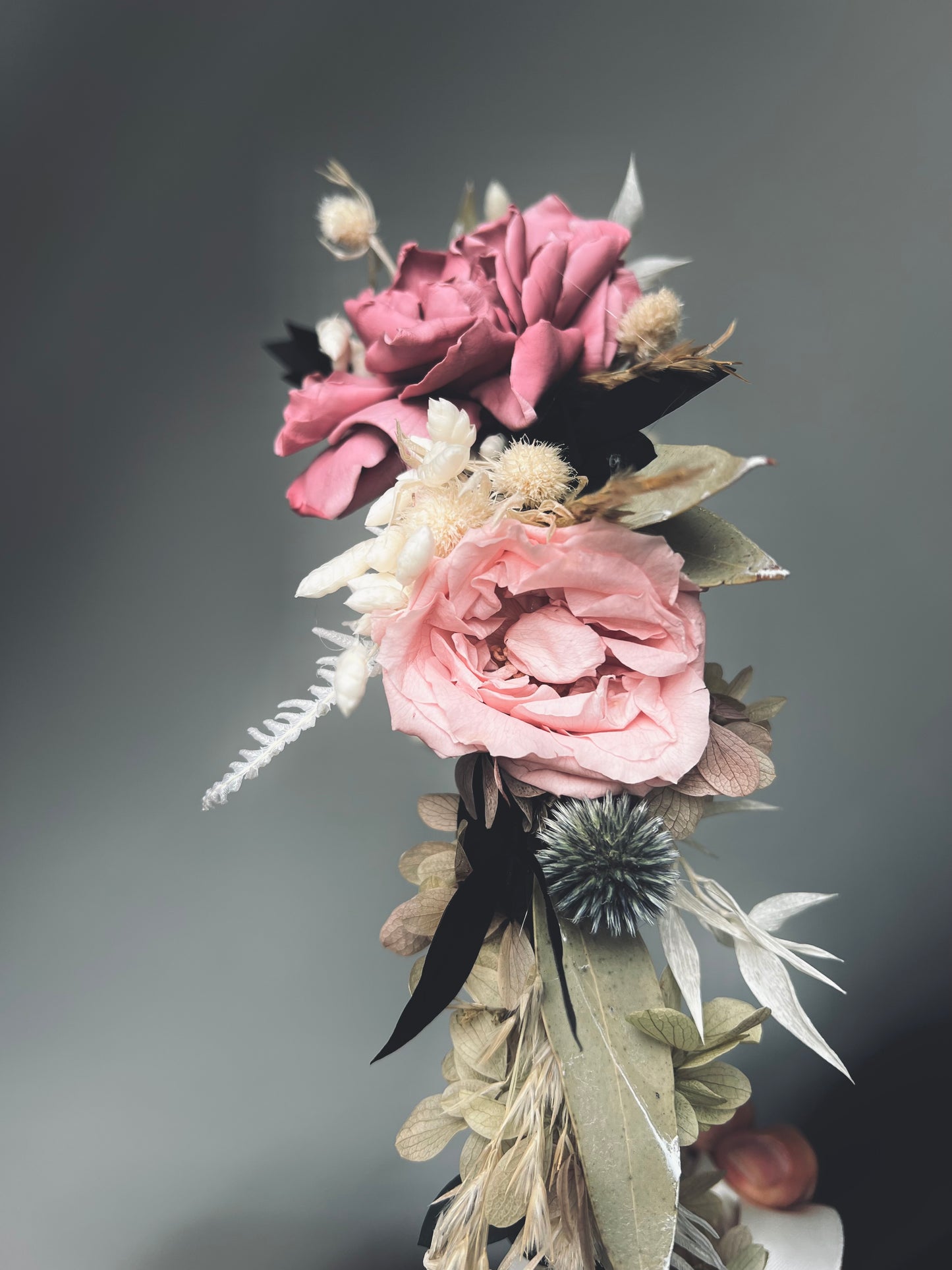 Boho Statement Dried Flower Headpiece, Autumnal Soft Pastel Floral Crown for Wedding, Bridal Hair Wreath, Large Floral Headband for Brides