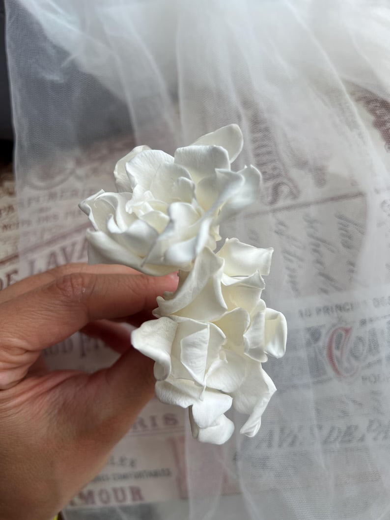 Preserved Gardenia Hair Pins - Bridal Floral Headpiece