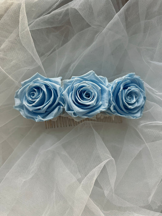 Blue Rose Hair Comb