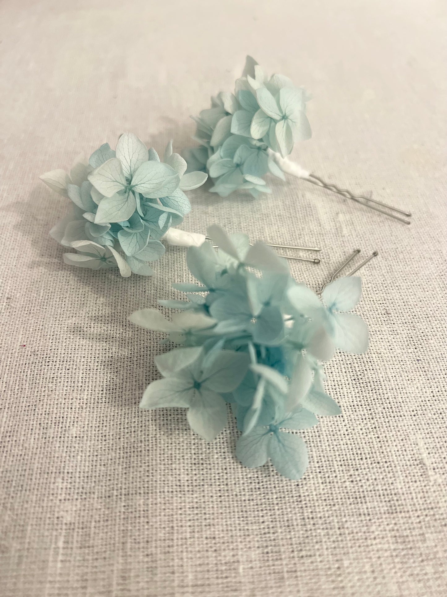 Aqua Blue Hydrangea Hair Pins for Wedding, Bridal Hair Accessories for Beach wedding, Set of 3